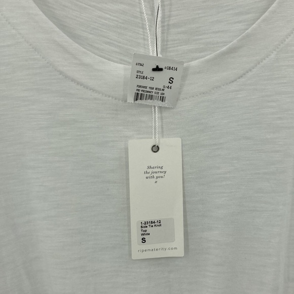 Ripe Maternity White Long Sleeve Cotton Modal Side Tie Knot Maternity Shirt NWT - Picture 4 of 10